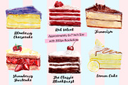 Watercolor Cakes - Cake My Day!, an Illustration by clairedelune (Thumbnail 3 of 6)