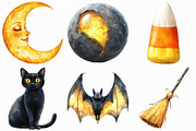 Watercolor Yellow Halloween Clipart, an Illustration by Craft Nest (Thumbnail 2 of 6)