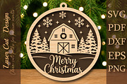 Merry Christmas Barn Ornament SVG, a Work Illustration by Digital Artistic99 (Thumbnail 1 of 4)