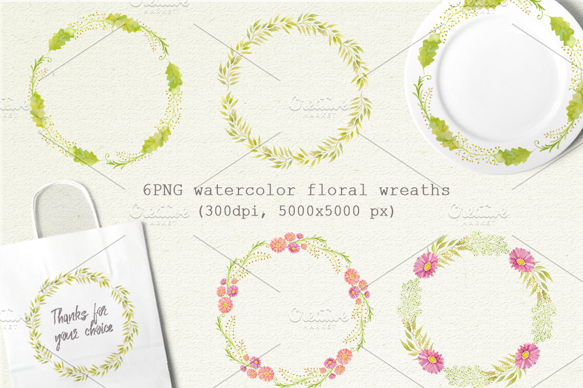 Watercolor set of gerbera flowers, a Decorative Illustration by BrushArtDesigns (Photo 6 of 9)