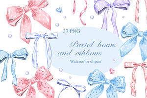 Watercolor bows PNG clipart