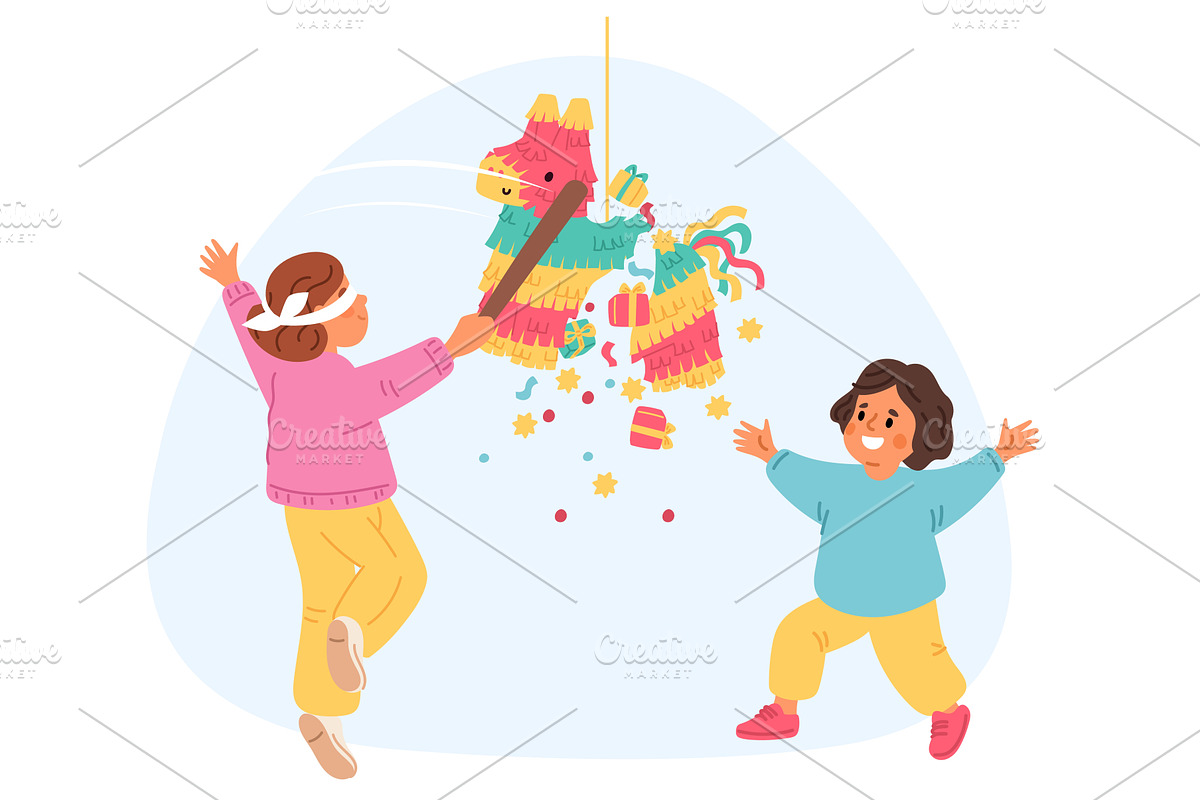Children play pinata. Happy kids, a Person Illustration by Vectorbuum