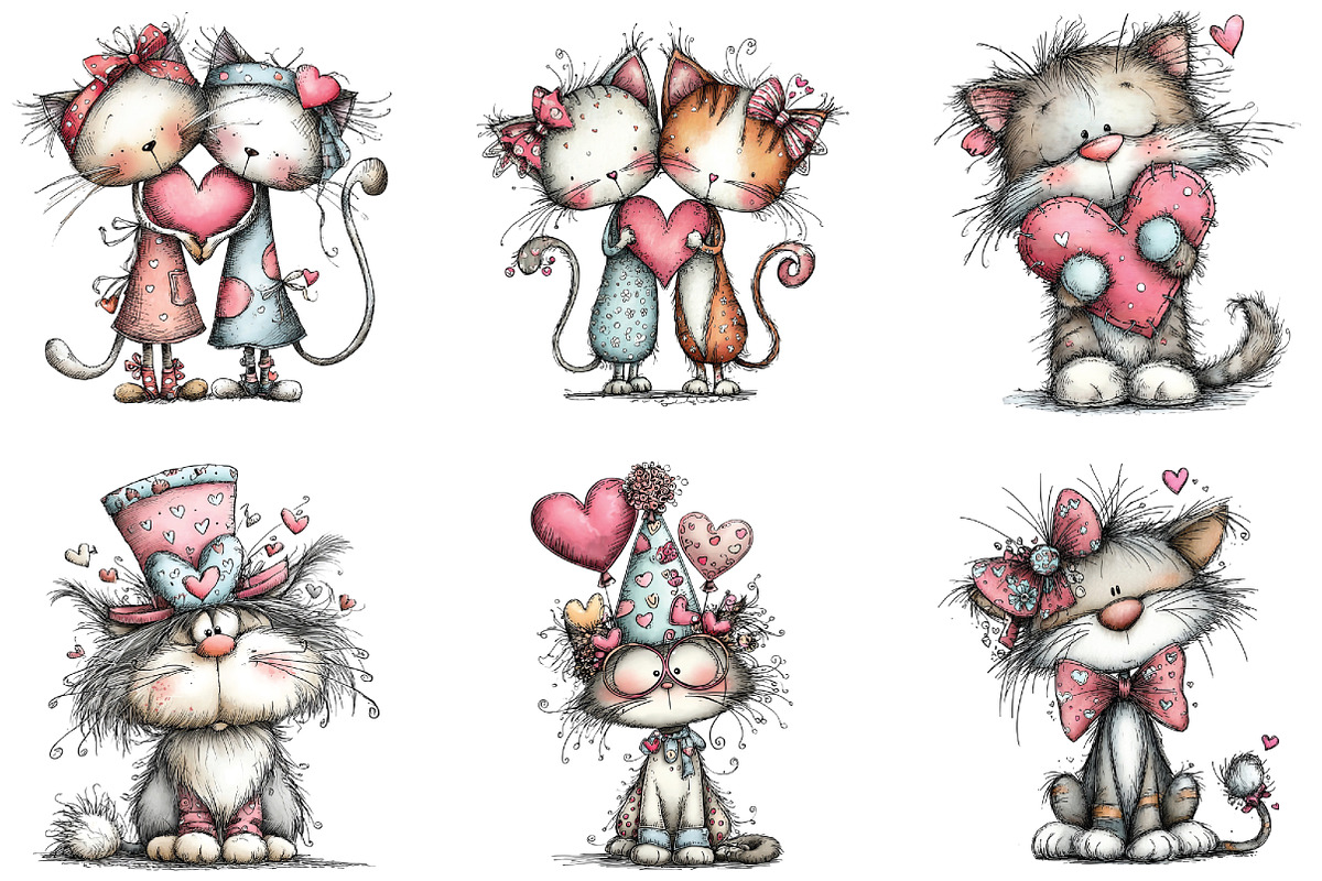 Whimsical Valentine Cat Clipart, a Graphic by CraftArtStudio (Photo 4 of 6)