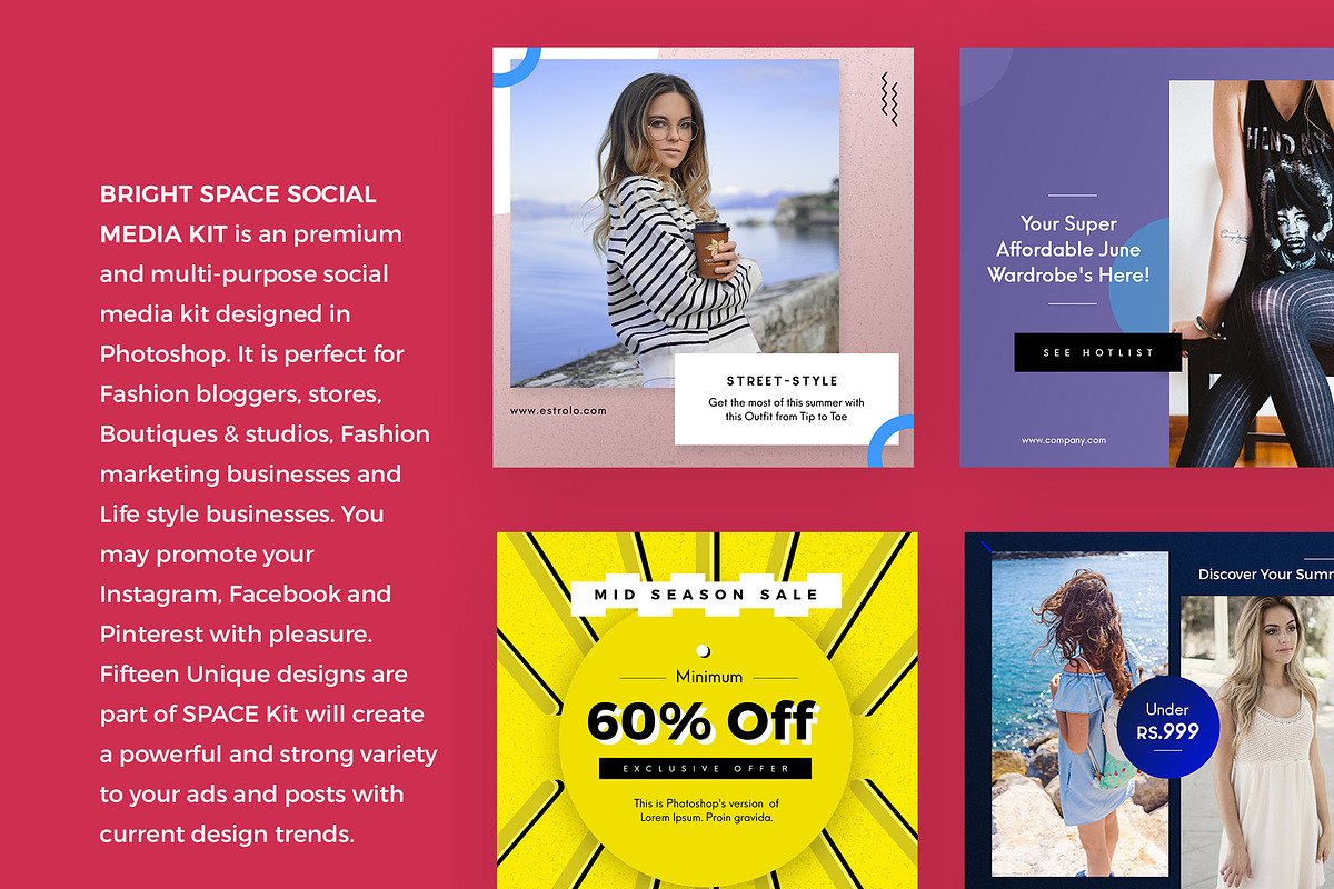 Bright Space Social Media Pack, a Social Media Template by Fluto Creative Studio (Photo 2 of 10)