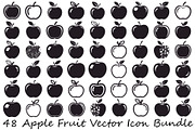 Apple Fruit Vector Icon Bundle, an Illustration by musafir_fashion (Thumbnail 1 of 49)