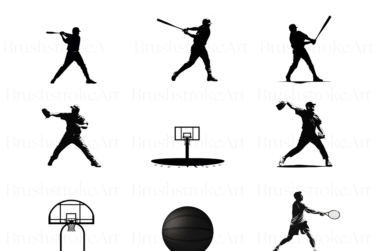 Sports Silhouette Clipart, Football, a Sport Illustration by BrushstrokeArtGB (Photo 2 of 9)