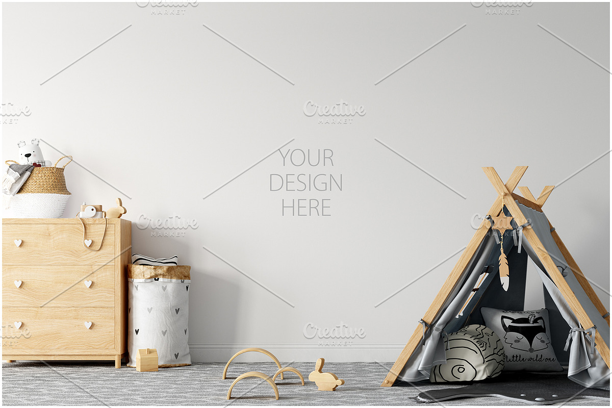 Kids Frames & Wall Mockup Bundle - 5, a Print Template by Yuri-U (Photo 12 of 32)
