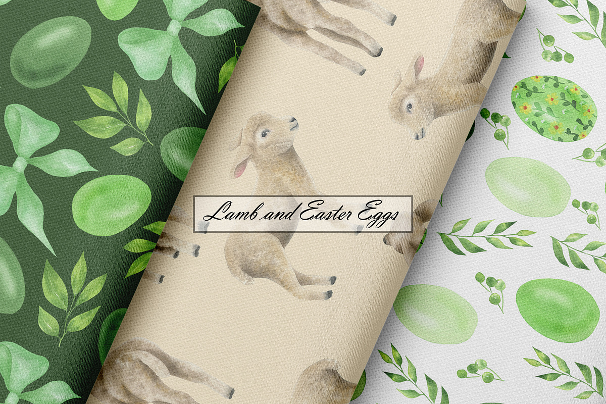Watercolor Easter Seamless Patterns, an Illustration by OlDm_Shop (Photo 6 of 9)