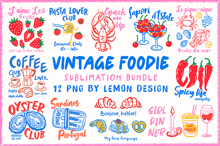 Vintage Foodie Doodle PNG Bundle, a Food Illustration by LemonDesign