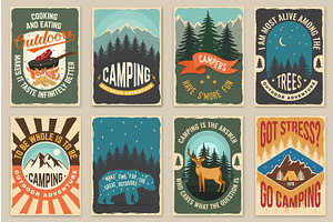 Set of Summer camp  retro posters, a Decorative Illustration by sivVector
