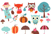 Autumn clip art set, an Animal Illustration by Pravokrugulnik (Thumbnail 2 of 2)