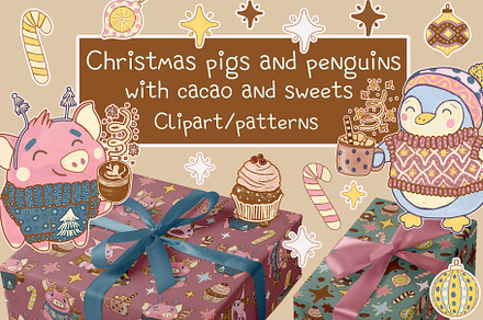 Xmas Pigs & penguins - cacao & sweet
