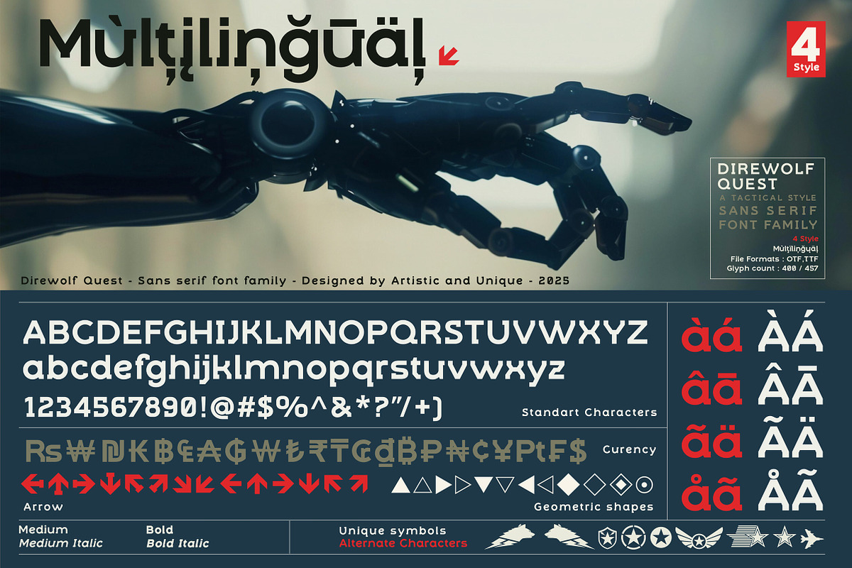 Direwolf Quest - Sans serif font, a Sans Serif Font by Artistic & Unique (Photo 2 of 15)