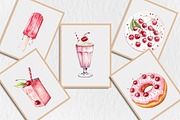 Watercolor Cherry Birthday Clipart, a Seasonal Illustration by Rose Art (Thumbnail 5 of 5)