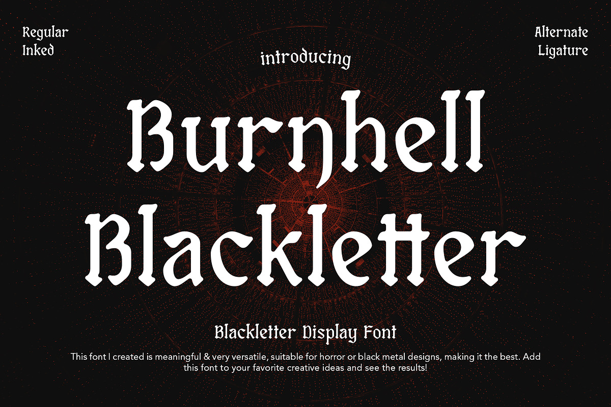 Burnhell - Blackletter Font, a Blackletter Font by AQR Studio (Photo 1 of 8)