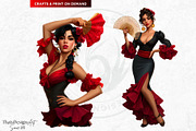 Flamenco dancer spanish woman Set, a Person Illustration by ThatsDesignArt (Thumbnail 4 of 10)