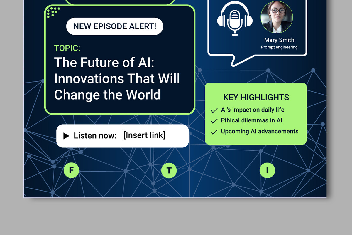 Artificial intelligence podcast, a Social Media Template by MightyDesign (Photo 4 of 7)
