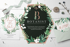 Botanist Watercolor Greenery Leaves