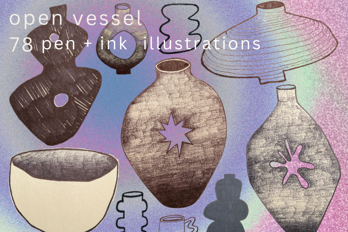 Open Vessel 78 Pen and Ink Forms, an Object Illustration by Eryn Rose Design (Photo 1 of 21)