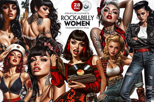 Rockabilly Girls Clipart Set, a Person Illustration by ThatsDesignArt