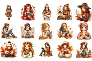 Watercolor Autumn Library Clipart, an Illustration by Designking (Thumbnail 2 of 5)