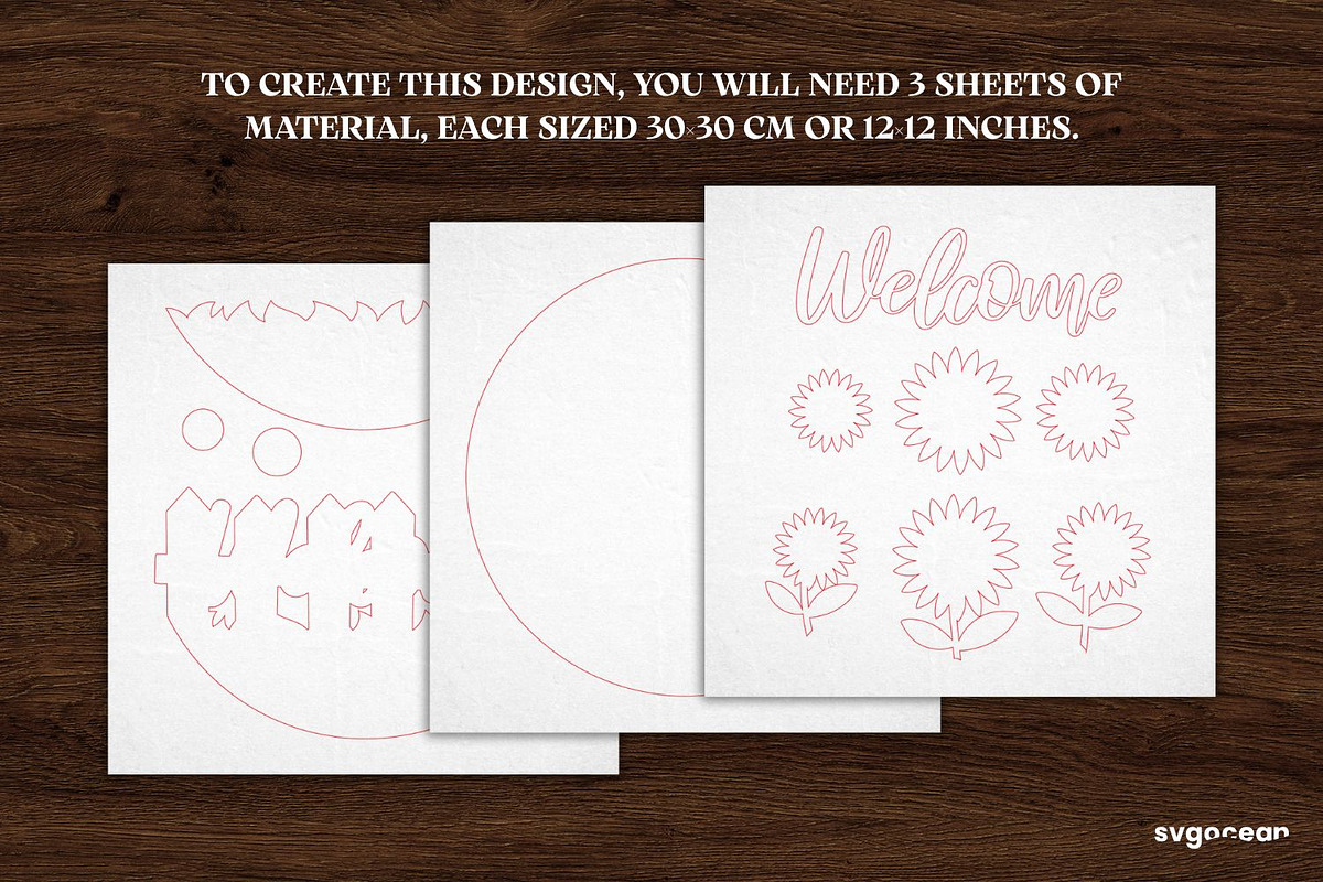Sunflower Welcome Door Sign SVG, a Decorative Illustration by svgocean (Photo 3 of 3)