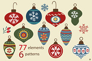 Christmas baubles set and patterns, a Decorative Illustration by Olillia (Thumbnail 5 of 18)