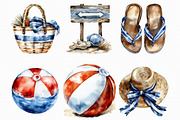 Watercolor Beach Clipart, an Illustration by Libby Wishes (Thumbnail 2 of 9)