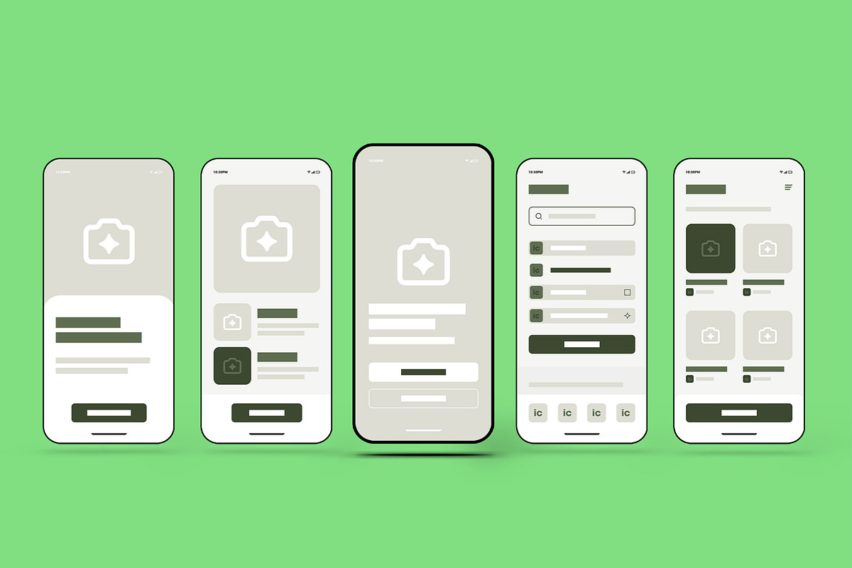 Modern Mobile App UI UX Wireframe, a Wireframe Template by MightyDesign (Photo 1 of 7)