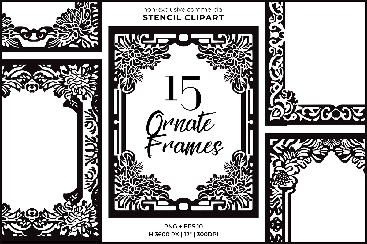 Ornate Frames Black Stencil Clipart, a Shape Add-On by Iconogenic (Photo 1 of 3)