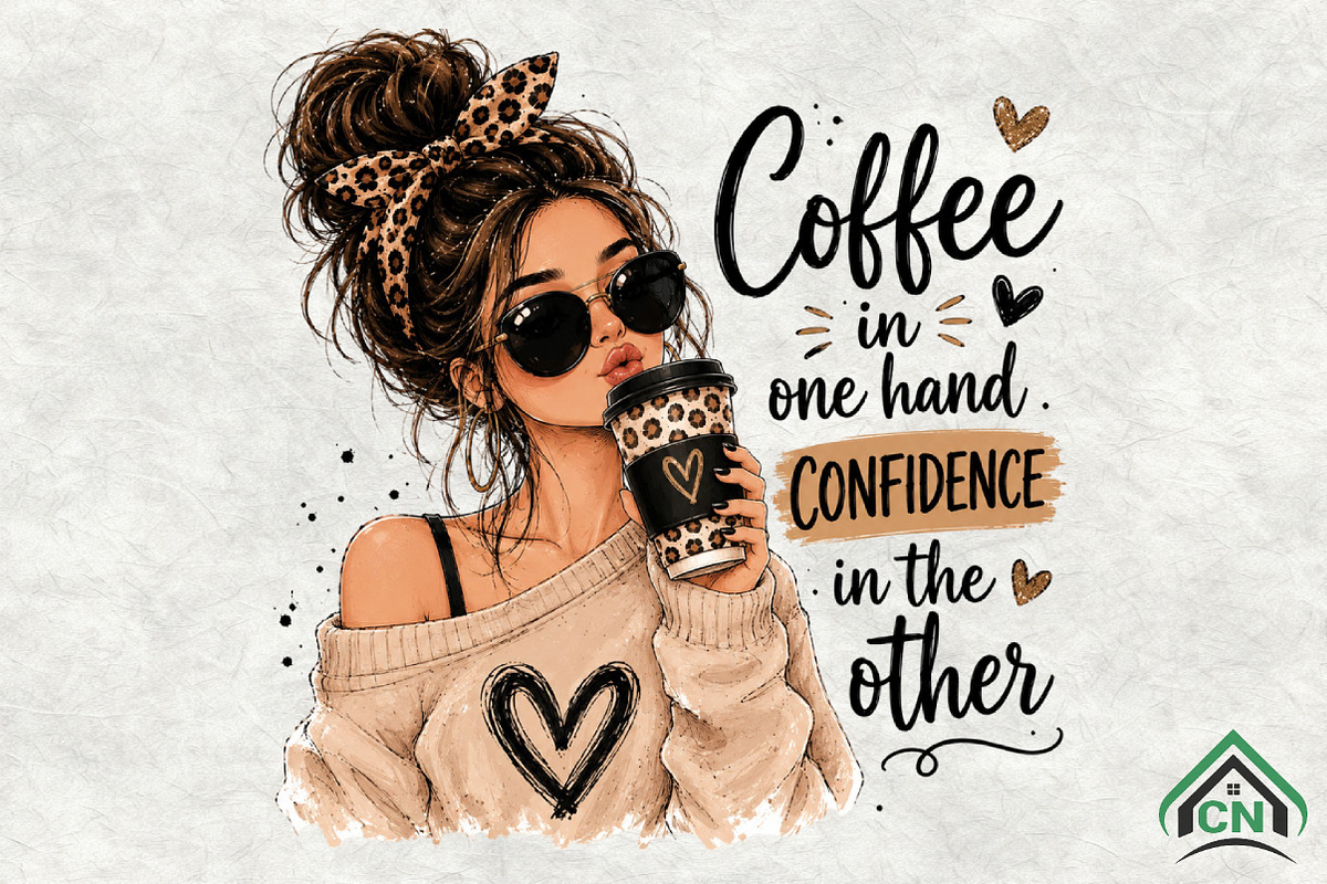 Coffee Confidence PNG Design, a Seasonal Illustration by Craft Nest (Photo 1 of 5)