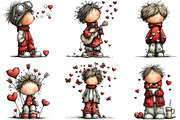 Whimsical Valentine Boy Clipart, an Illustration by CraftArtStudio (Thumbnail 3 of 6)