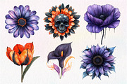 Watercolor Halloween Flowers Clipart, an Illustration by Dream Creation (Thumbnail 6 of 7)