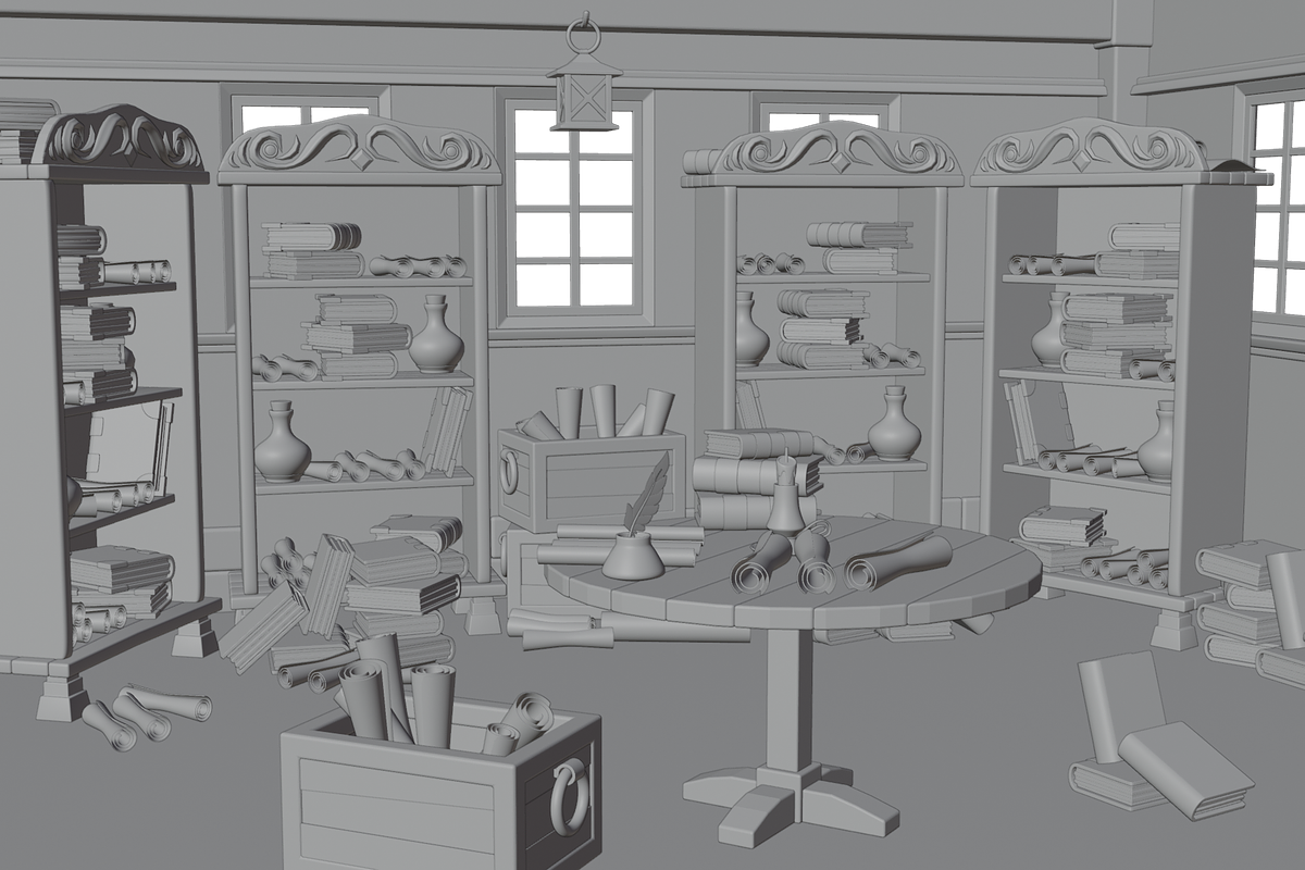 Medieval Library 3D Scene, a Scene 3D Model by Dudukbersama (Photo 2 of 3)
