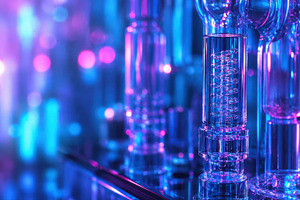Colorful glass tubes in a lab setup, a Photo by Beautiful things