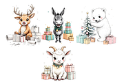 Christmas Cute Animals Clipart Se, an Animal Illustration by Anca Digital Vibe (Thumbnail 3 of 5)