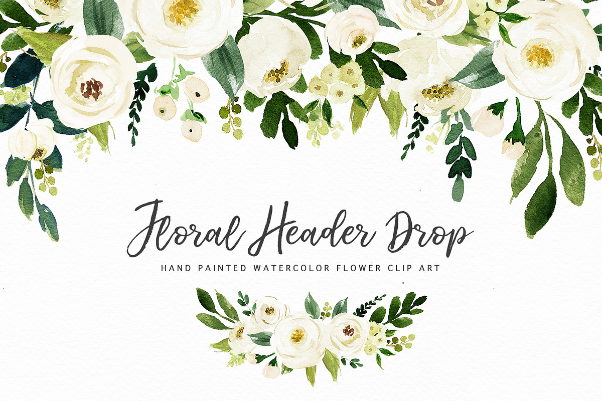Watercolor White Flower Clip Art, an Illustration by Graphic Box (Photo 3 of 7)
