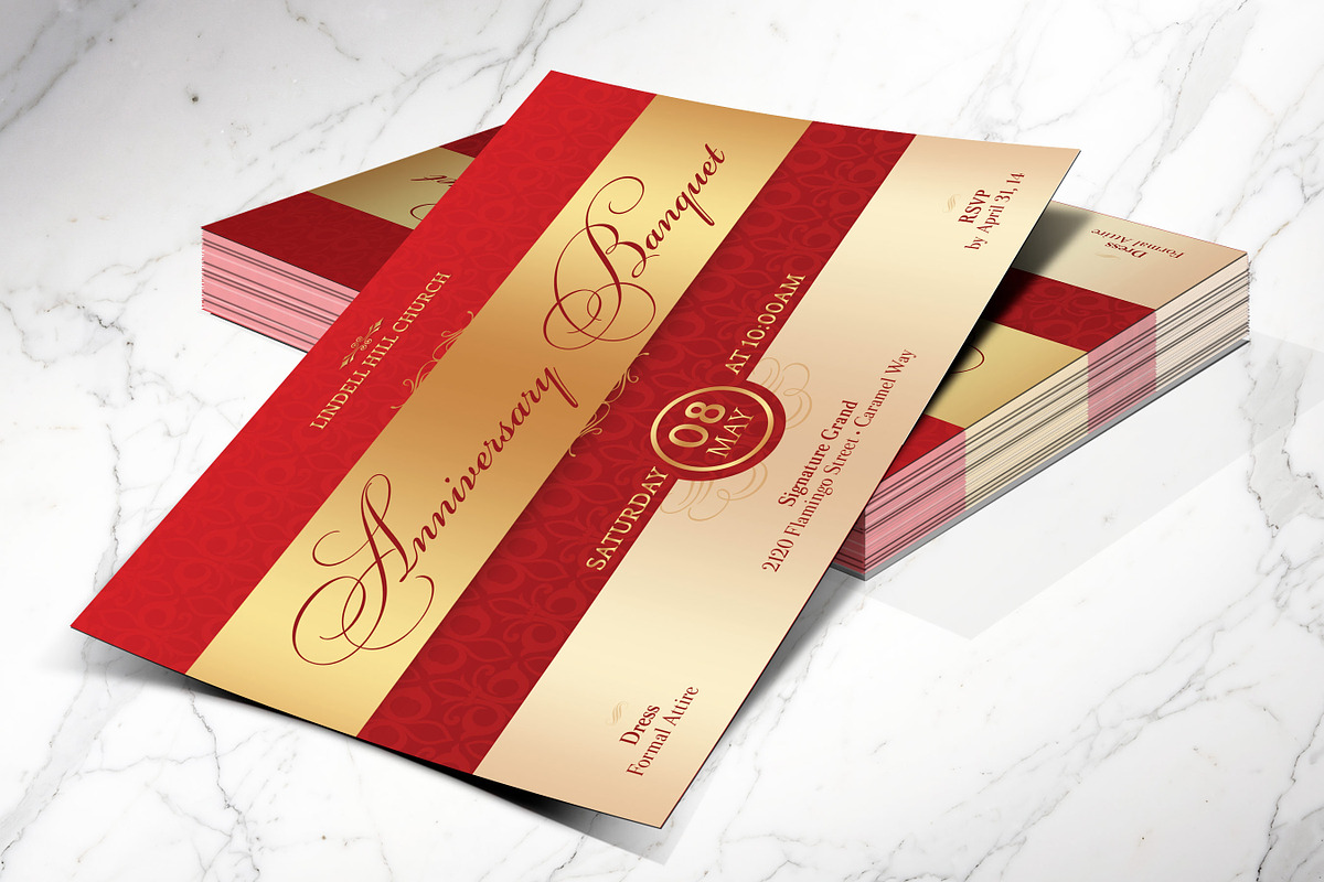 Red Anniversary Banquet Postcard PSD, a Card Template by Godserv Designs (Photo 4 of 11)