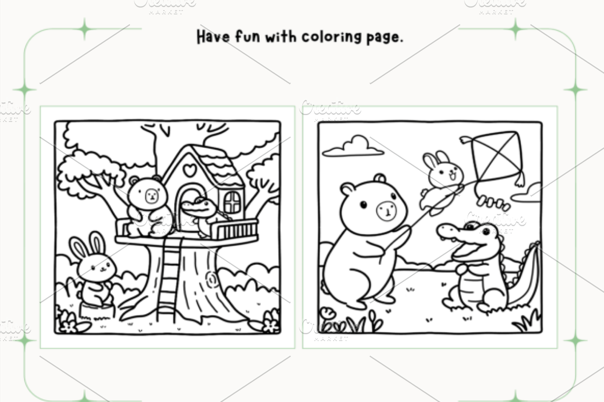 Capybara and Friends Coloring Pages, an Animal Illustration by Design Station (Photo 2 of 4)