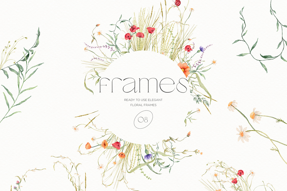 Watercolor wildflower clipart bundle, an Illustration by CarmineType (Photo 3 of 13)