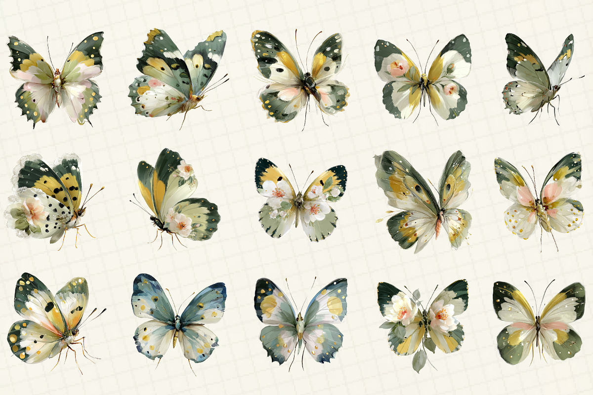 Watercolor Pastel Butterfly Clipart, an Illustration by DreamCafeArt (Photo 3 of 6)