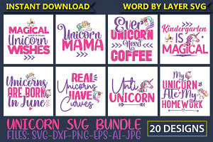 Unicorn SVG Bundle Cut File