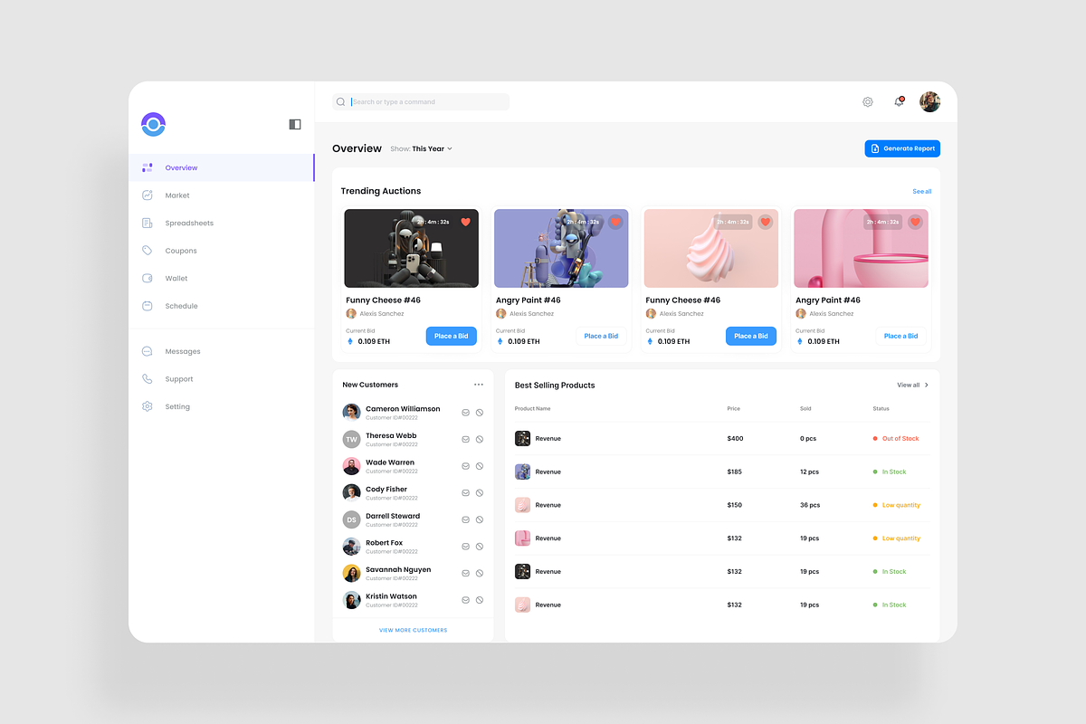 NFT Sale Analytics Dashboard UI Kit, an UI Kit Template by iDoodle Studio