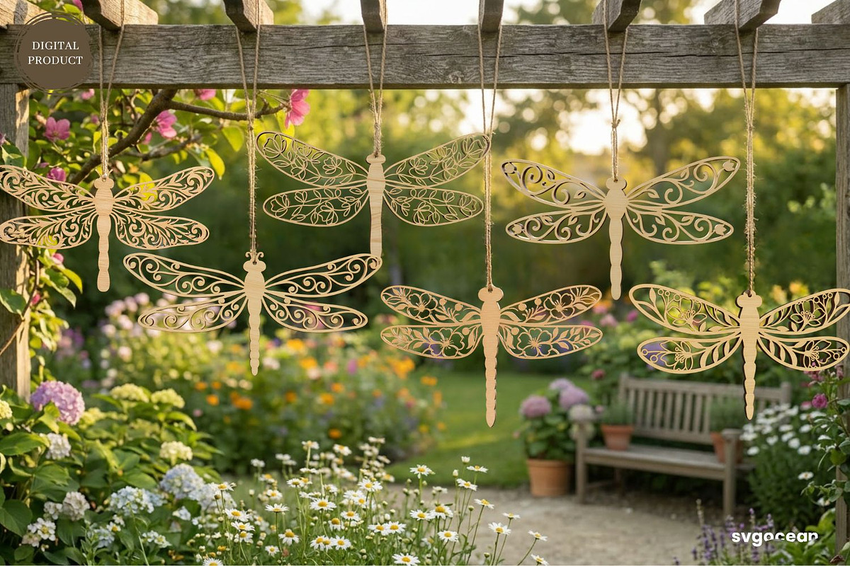 Spring Dragonfly Ornaments Bundle, a Decorative Illustration by svgocean (Photo 2 of 8)