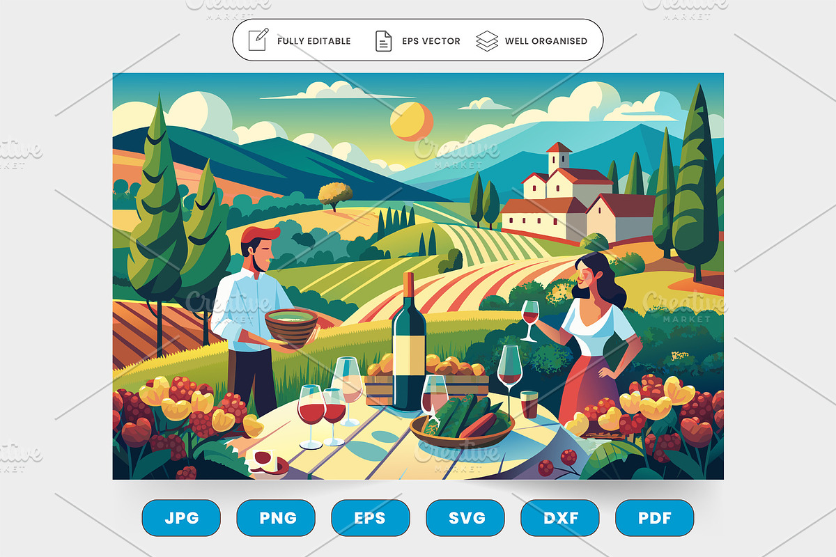 A romantic wine tasting tour through, a Graphic by SaroStock