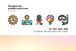 50 Summer Icons, an Outline Icon by Side Project