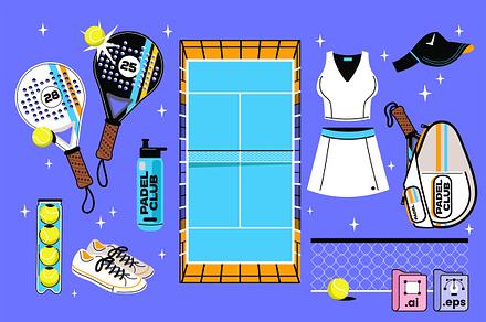 Set of Padel Racket Illustrations