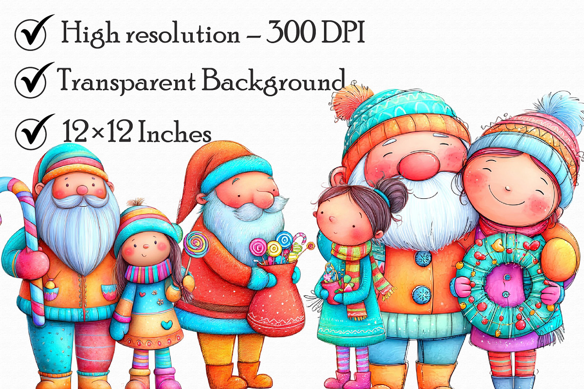 Christmas girl and Santa Clip Art, an Illustration by Libby Wishes (Photo 3 of 7)