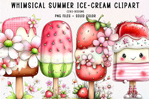 Whimsical Summer Ice-Cream Clipart, an Illustration by CreationArt