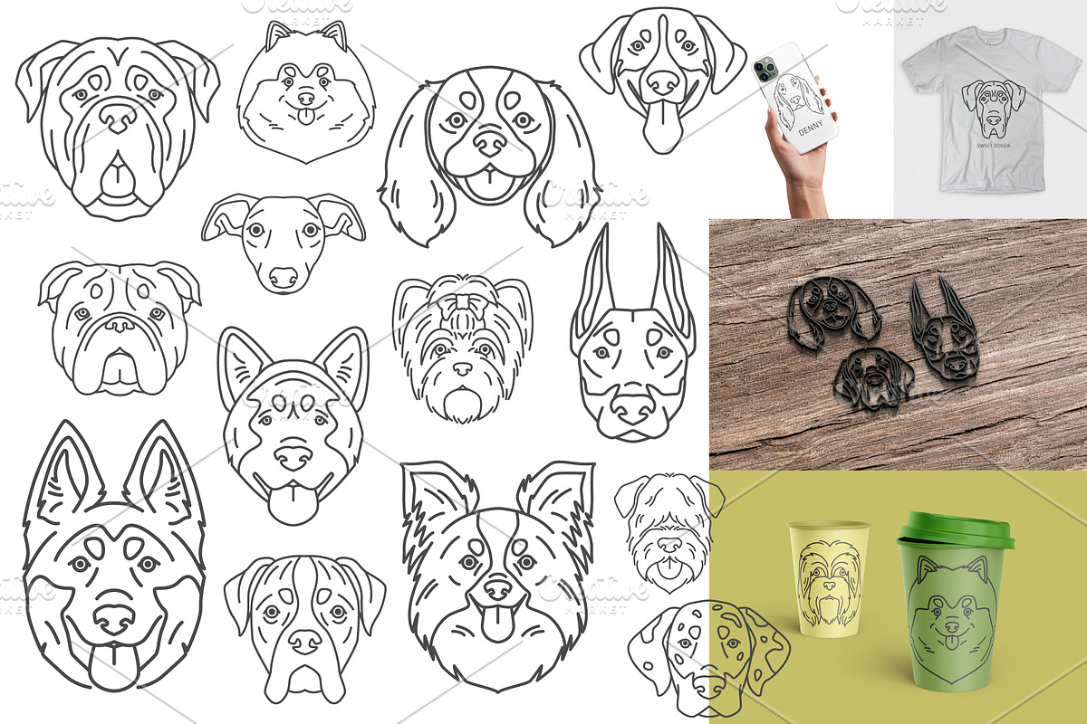 Dog Head Silhouettes Bundle, an Object Graphic by pet design shop (Photo 4 of 12)